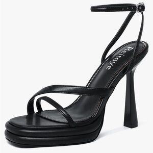 Reitoye Platform High Hunky Open toe Heels Women’s Size 9 Black Stilettos